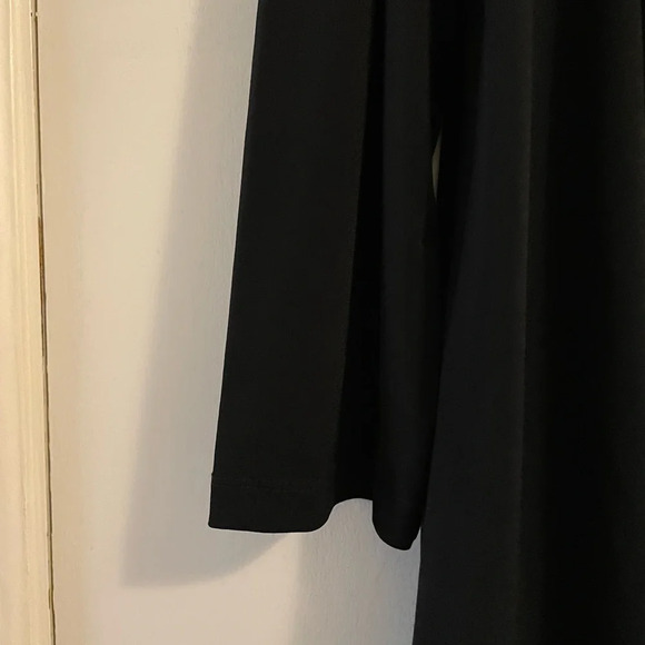 Susan Graver Black Pleated Cowl Neck Back Lace Panel Blouse Top 3/4 Sleeve Large - Picture 10 of 10